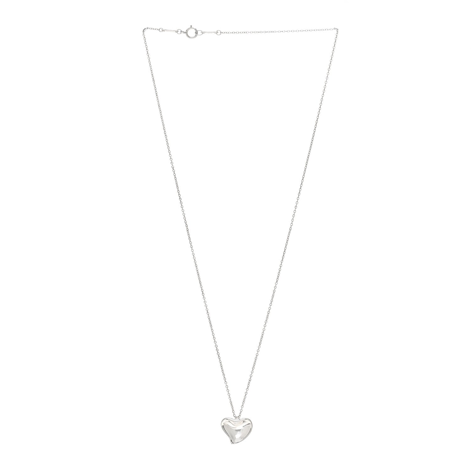 Tiffany Sterling Silver 14mm Elsa Perretti Full Heart Pendant Necklace 3 of 5