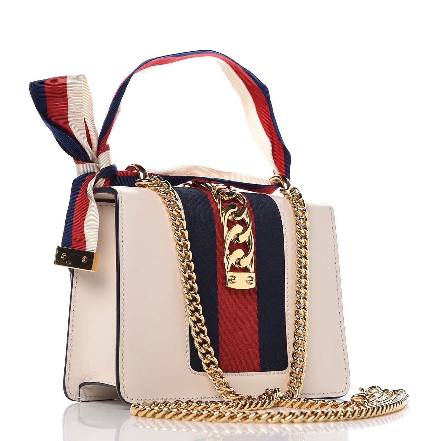 Calfskin Mini Sylvie Chain Shoulder Bag White