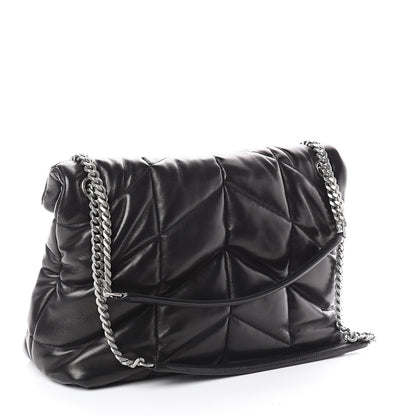 Saint Laurent Lambskin Quilted Medium Loulou Puffer Monogram Chain Satchel Black 2 of 6