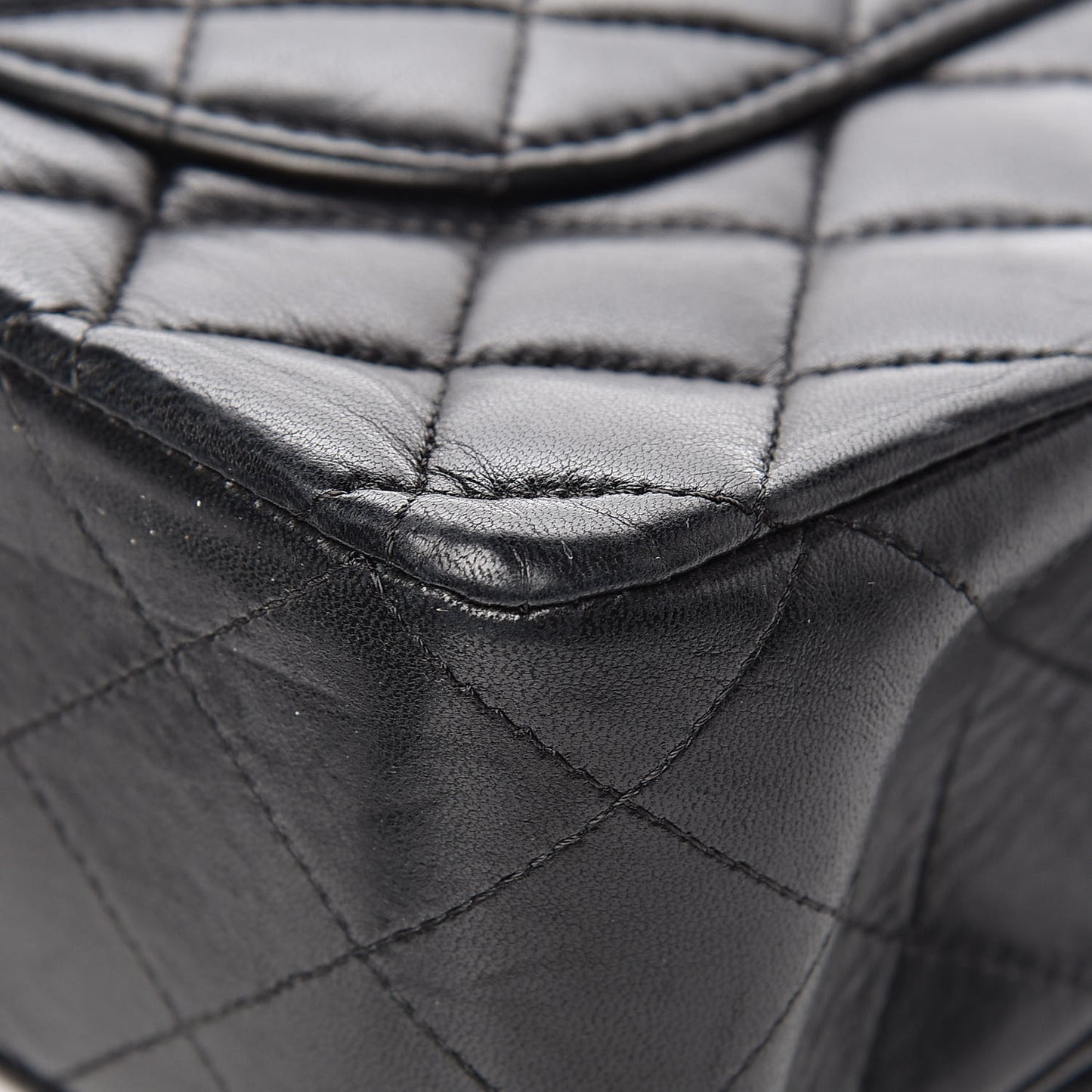 Lambskin Quilted Medium Double Flap Black
