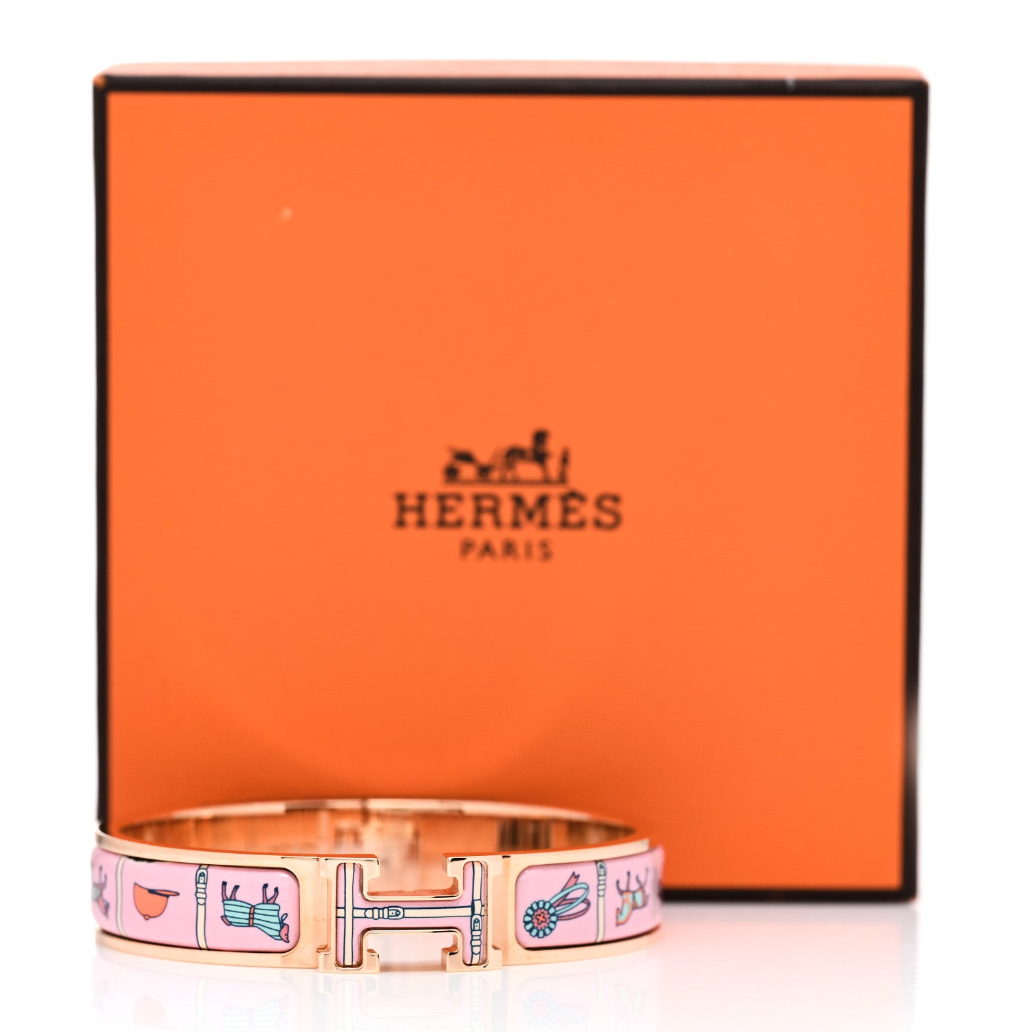 Hermes Enamel Printed Narrow Couvertures et Tenues de Jour Clic Clac H Bracelet PM Color Patch 6 of 6