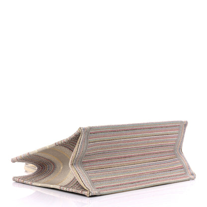Christian Dior Canvas Embroidered Medium Stripes Book Tote Beige Multicolor 4 of 10