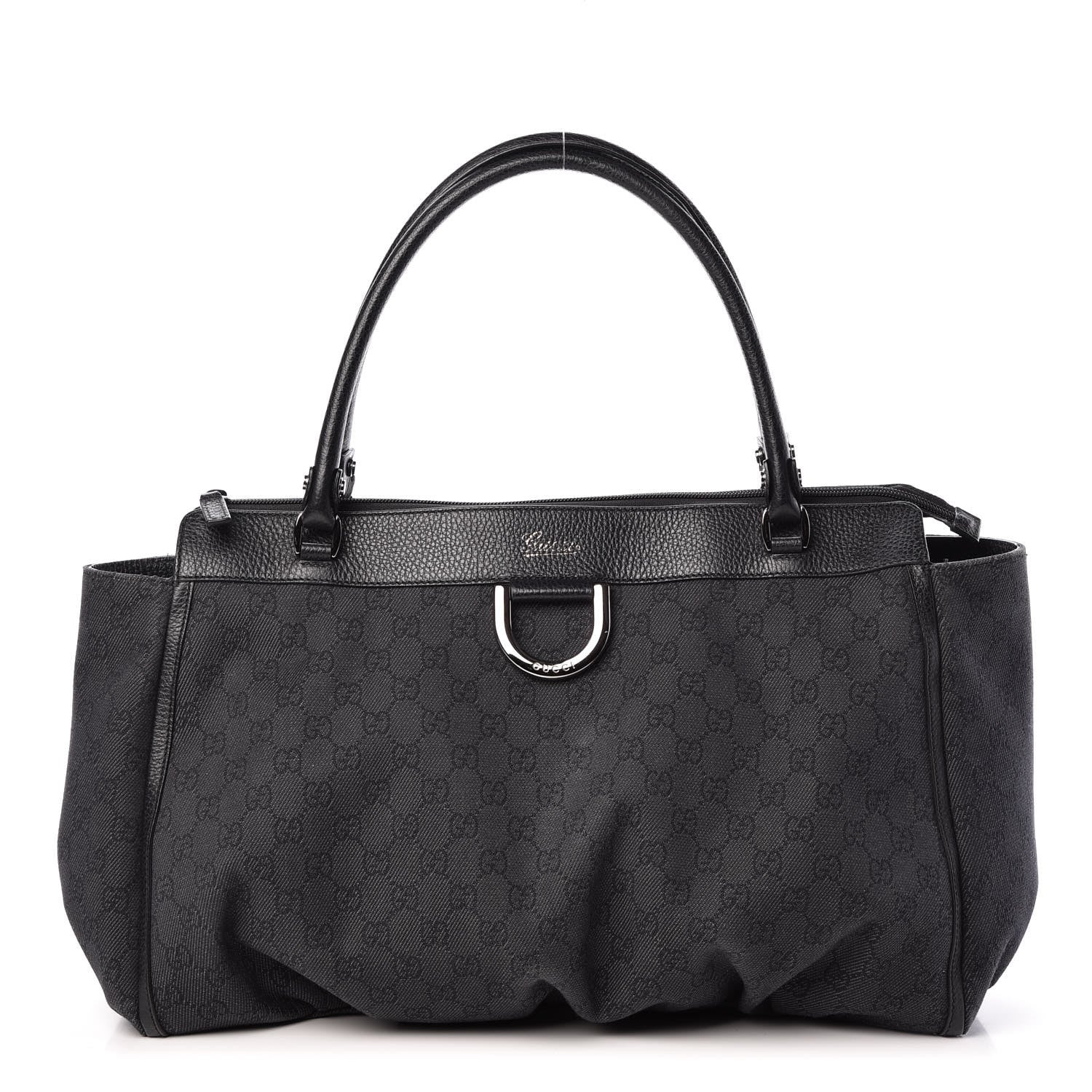 Gucci Denim Monogram Large D Ring Tote Black 1 of 9