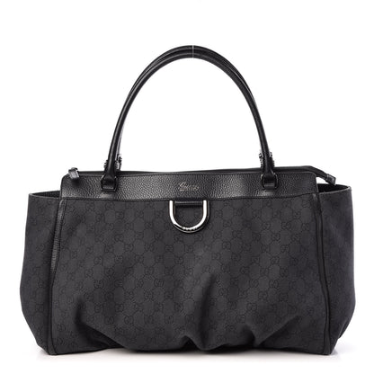 Gucci Denim Monogram Large D Ring Tote Black 1 of 9