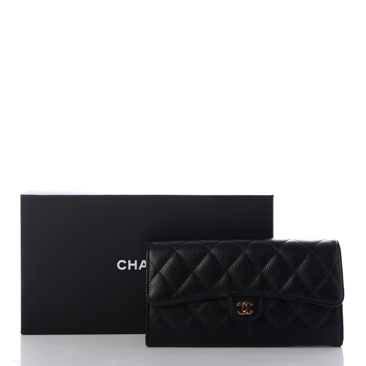 Chanel Caviar Quilted Large Gusset Flap Wallet Black 9 of 9