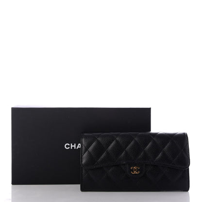 Chanel Caviar Quilted Large Gusset Flap Wallet Black 9 of 9