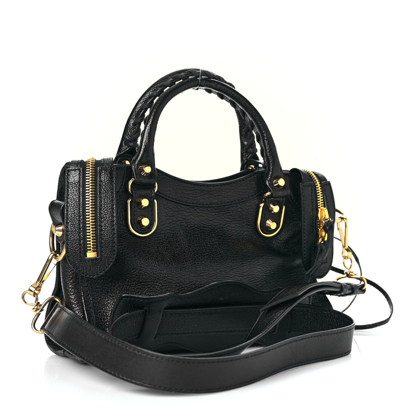 Chevre Gold Metallic Edge Hardware Mini City Black