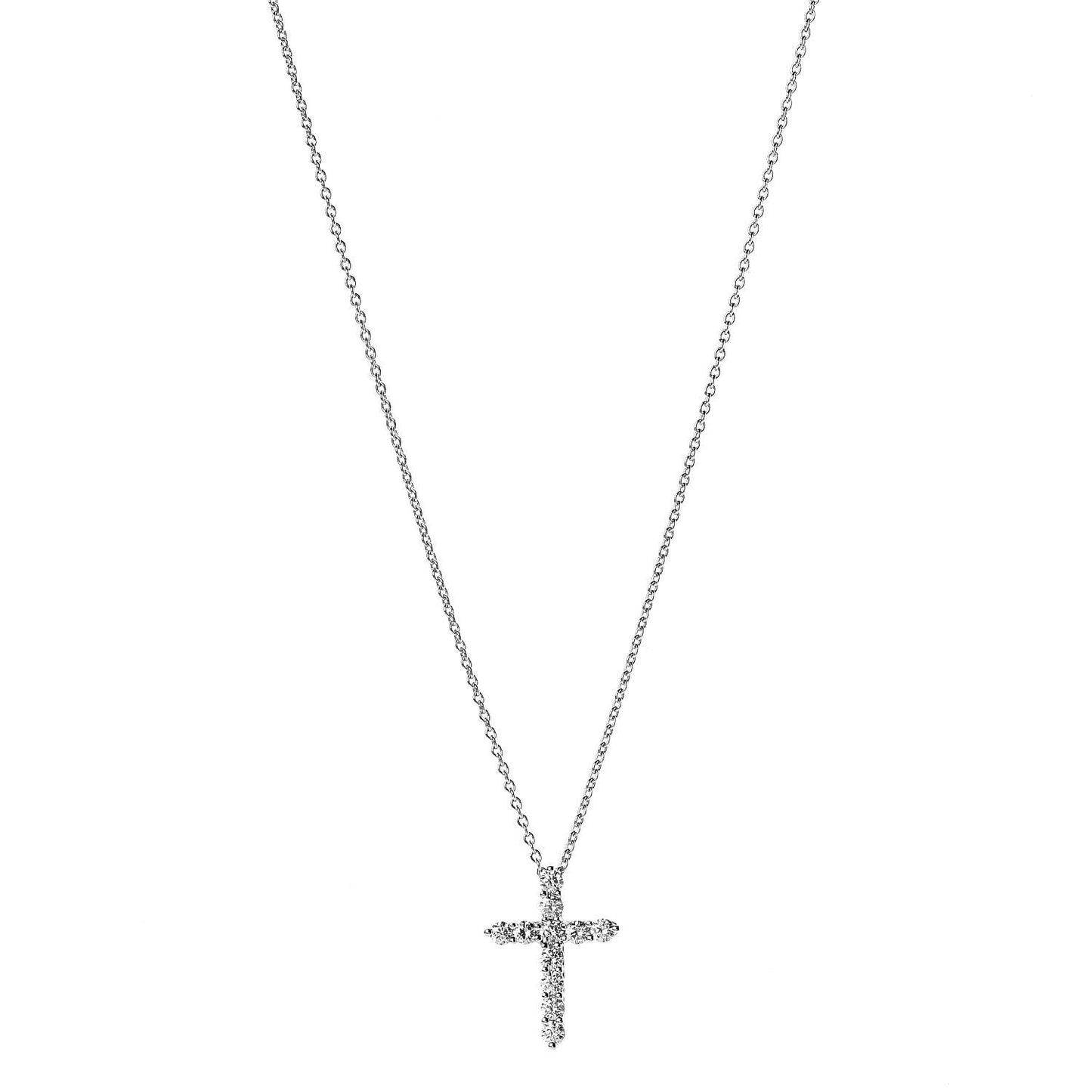 Platinum Diamond Small Cross Pendant Necklace