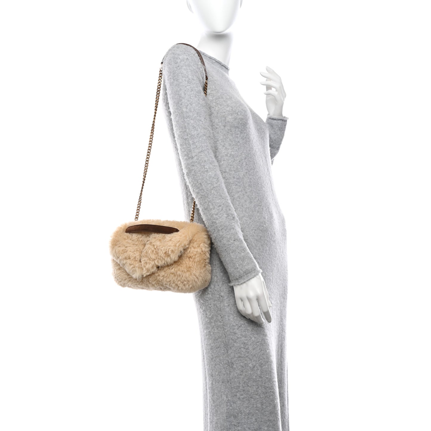 Shearling Calypso Crossbody Crema Naturel Dark Cigar