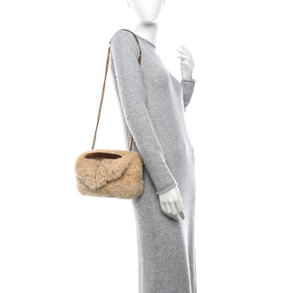 Saint Laurent Shearling Calypso Crossbody Crema Naturel Dark Cigar 2 of 11