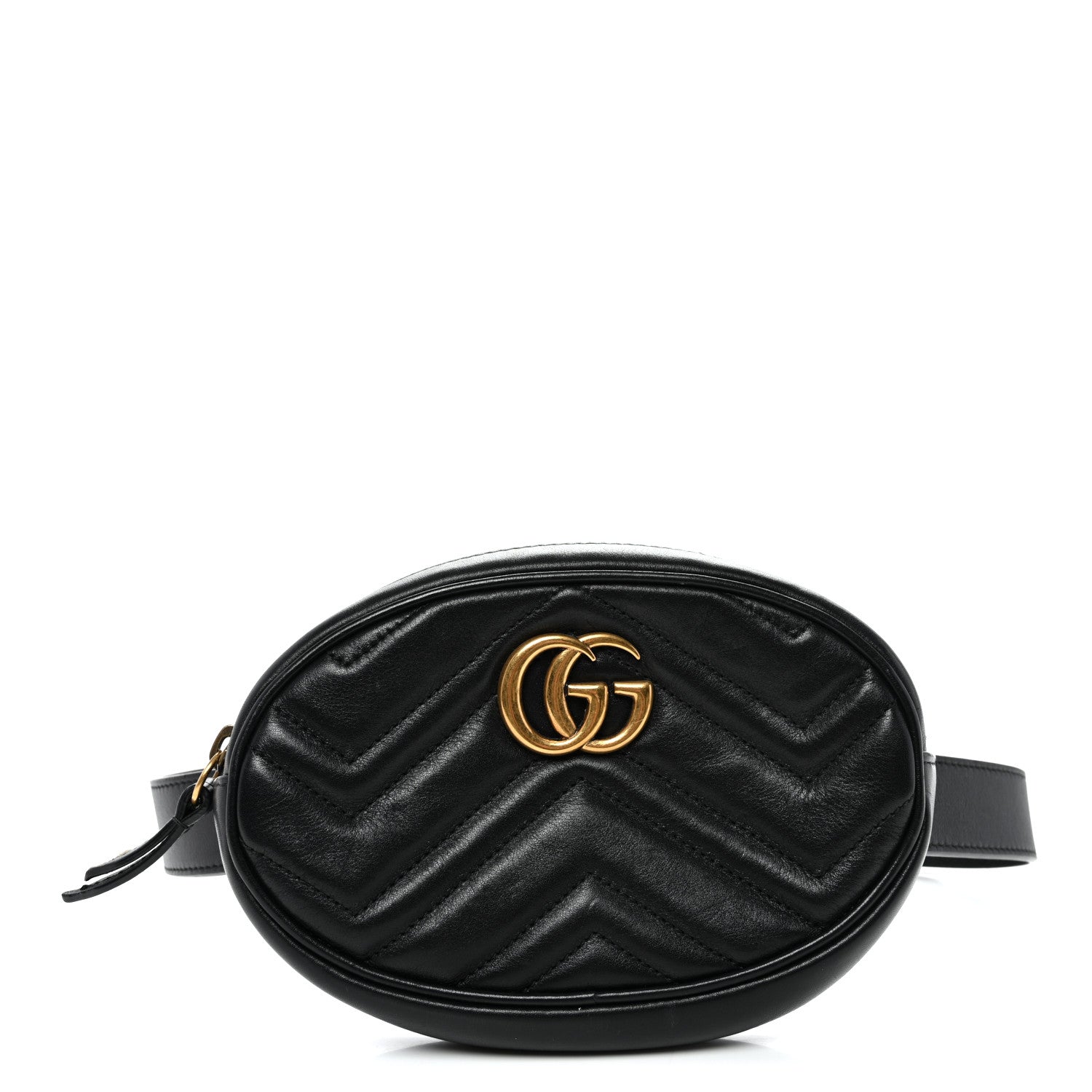 Gucci Calfskin Matelasse GG Marmont Belt Bag 75 30 Black 75/30 Black 1 of 10