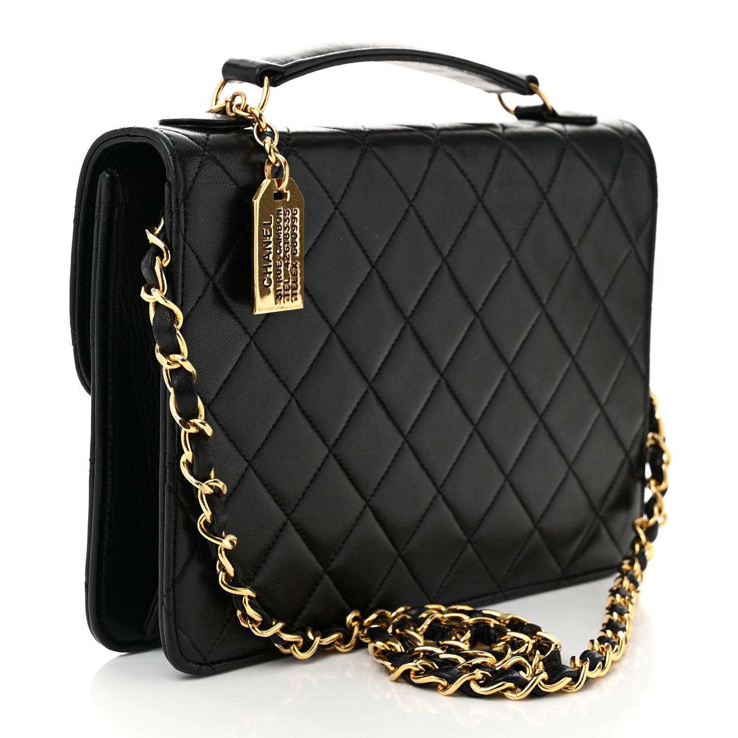 Chanel Lambskin Quilted Briefcase Satchel Black 3 of 10