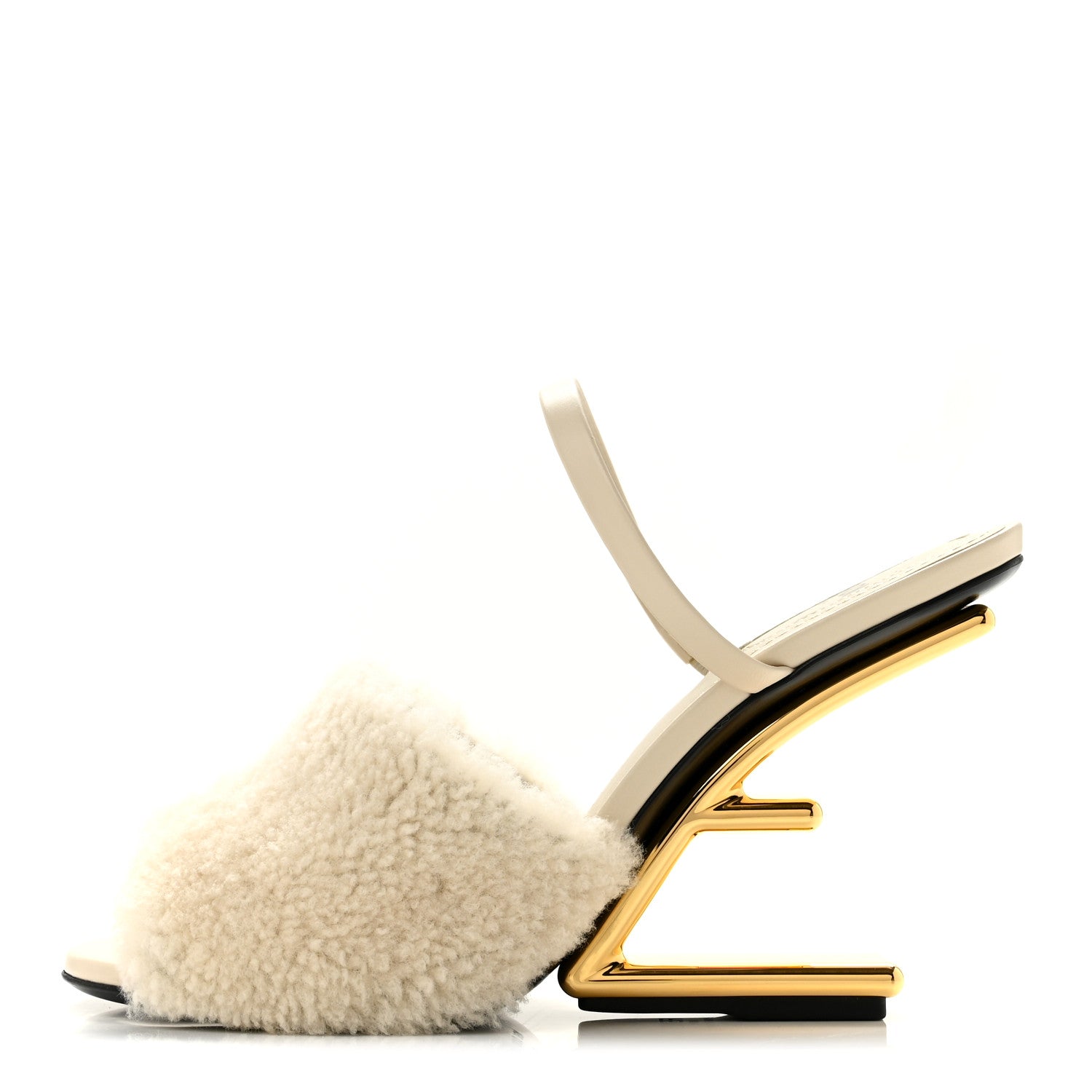 Fendi Nappa Shearling First 95mm Slide Sandals 36 Latte 1 of 9