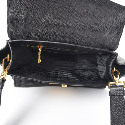 Prada Vitello Daino Sound Twin Pocket Satchel Black 5 of 8