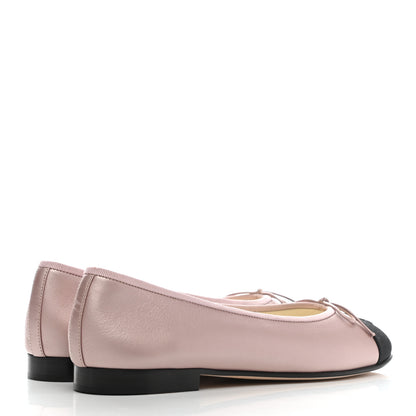 Chanel Lambskin Grosgrain Cap Toe CC Ballerina Flats 39.5 Pink Black 4 of 8