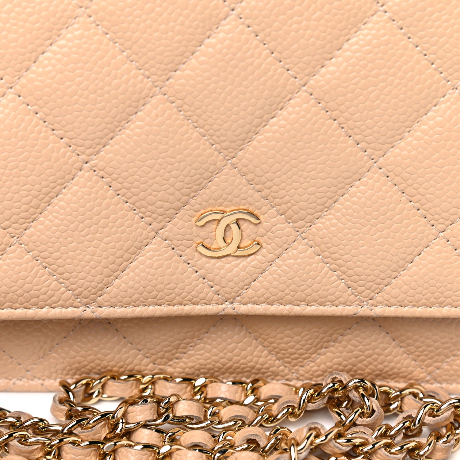 Chanel Caviar Quilted Wallet On Chain WOC Beige 11 of 14