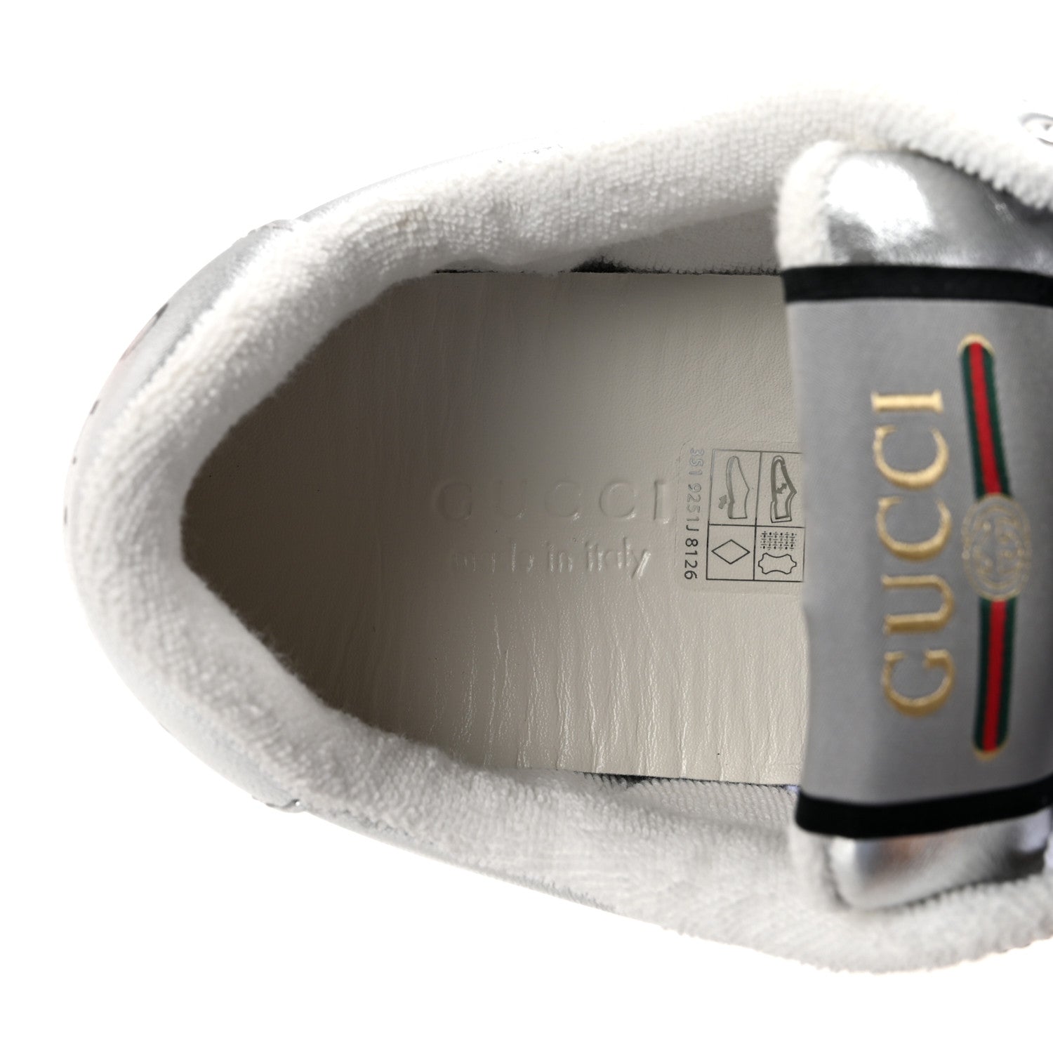 Gucci Metallic Nappa Silk Crystals Womens Screener Sneakers 36.5 Silver Light Grey 8 of 9