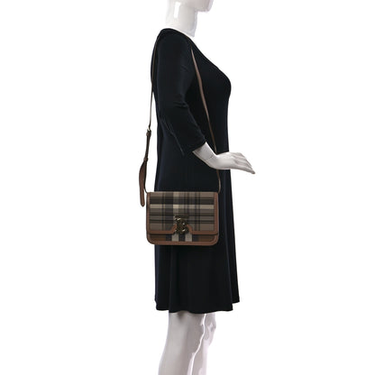 Burberry Calfskin Tartan Print Small TB Bag Light Fawn 2 of 11