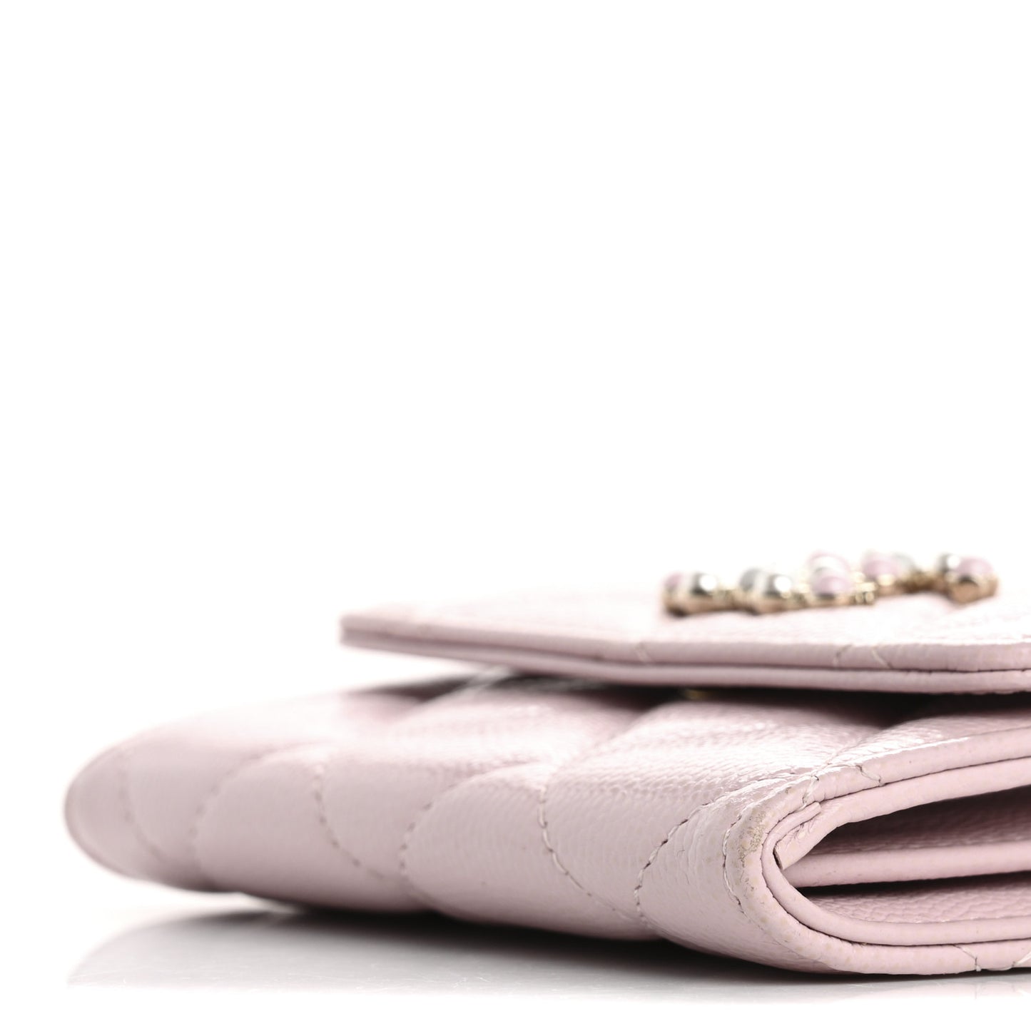 Caviar Quilted Coco Candy Card Holder On Chain Light Pink