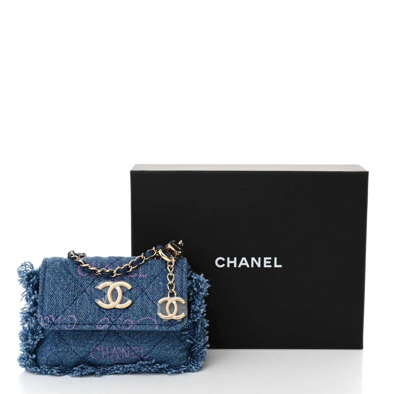 Chanel Denim Quilted Denim Mood Belt Bag Blue Multicolor 11 of 11
