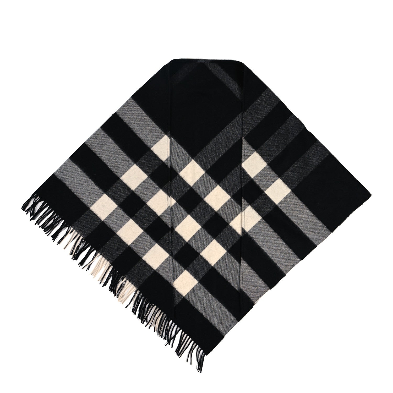 Burberry Cashmere Giant House Check Cape Scarf Black 2 of 3