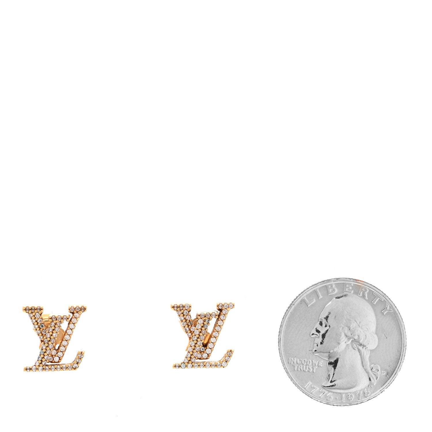 Louis Vuitton Metal Crystal LV Iconic Earrings Gold 2 of 6
