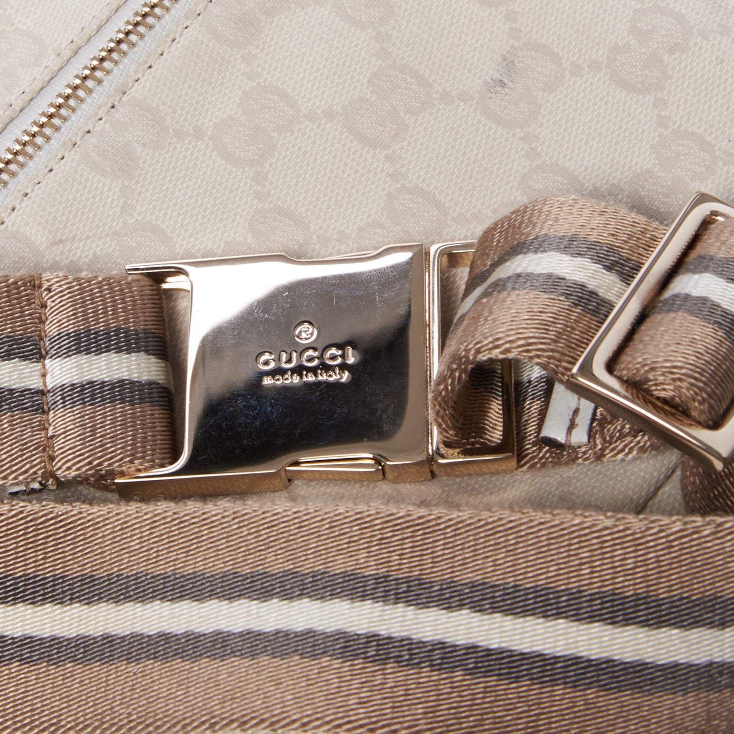 GG Monogram Web Double Pocket Belt Bag White