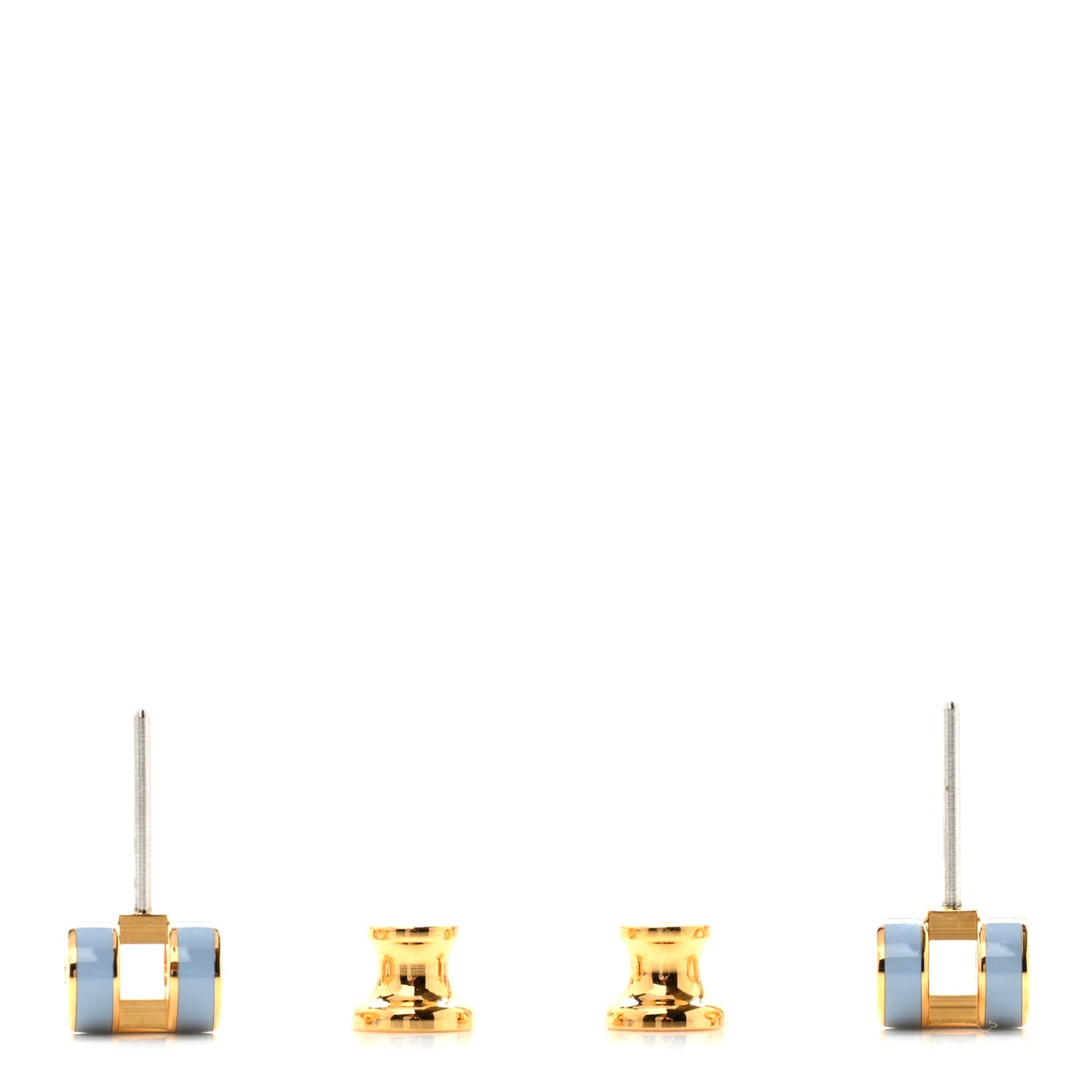 Gold Lacquered Mini Pop H Earrings Bleu Jean