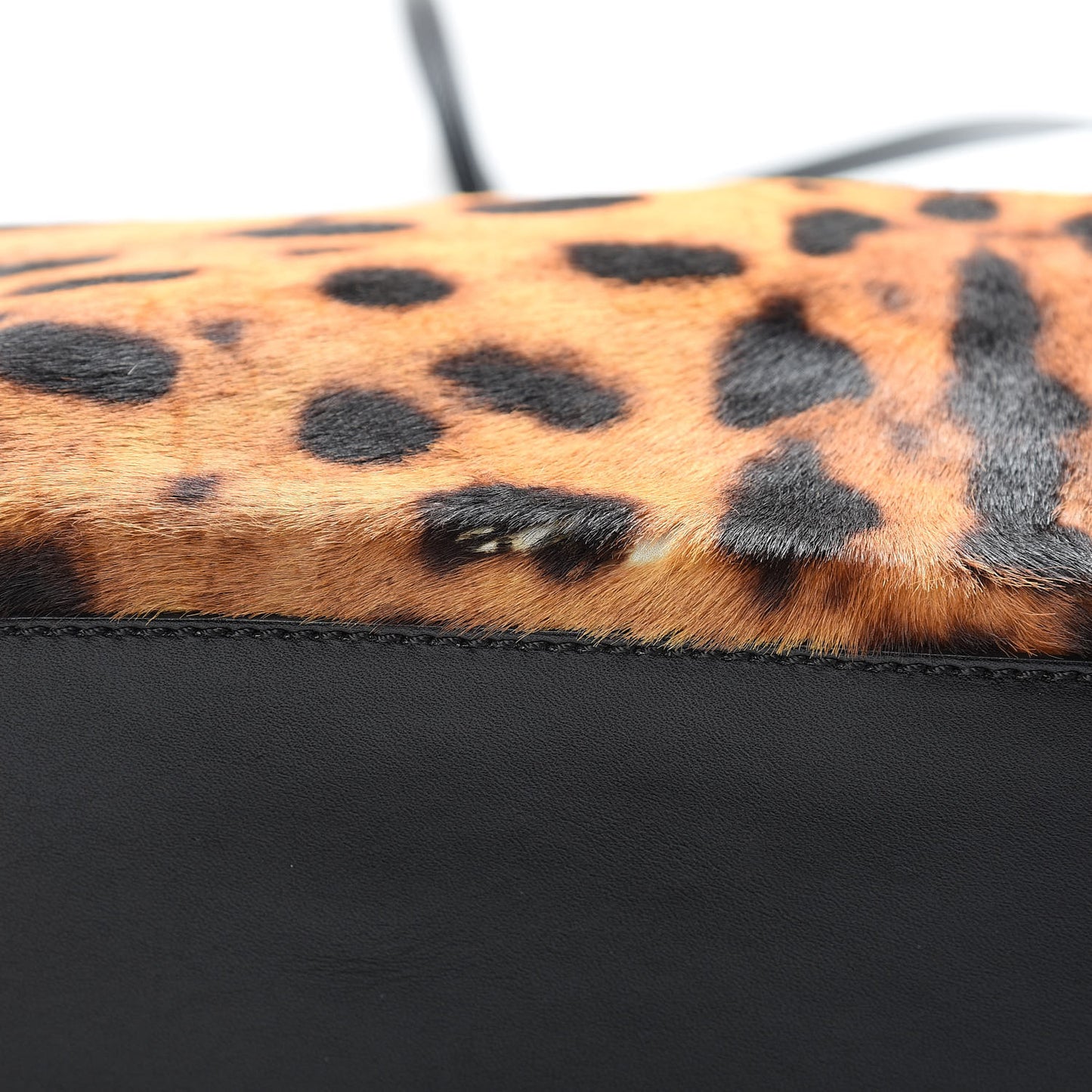 Calf Hair Leopard Print Medium Roll Tote Brown