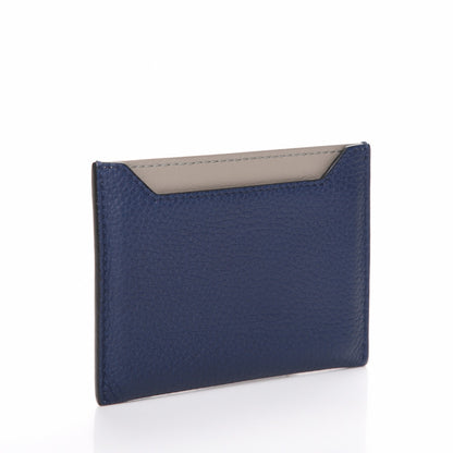 Celine Baby Drummed Calfskin Bi-Color Card Holder Marine Stone 3 of 8