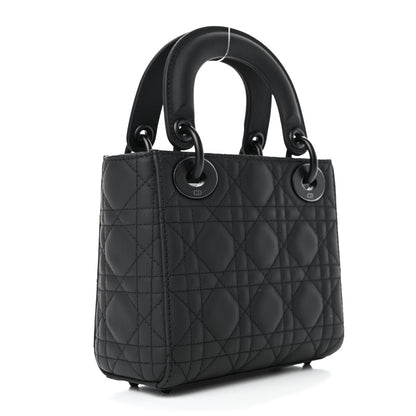 Christian Dior Ultra Matte Calfskin Cannage Mini Lady Dior Black 2 of 4