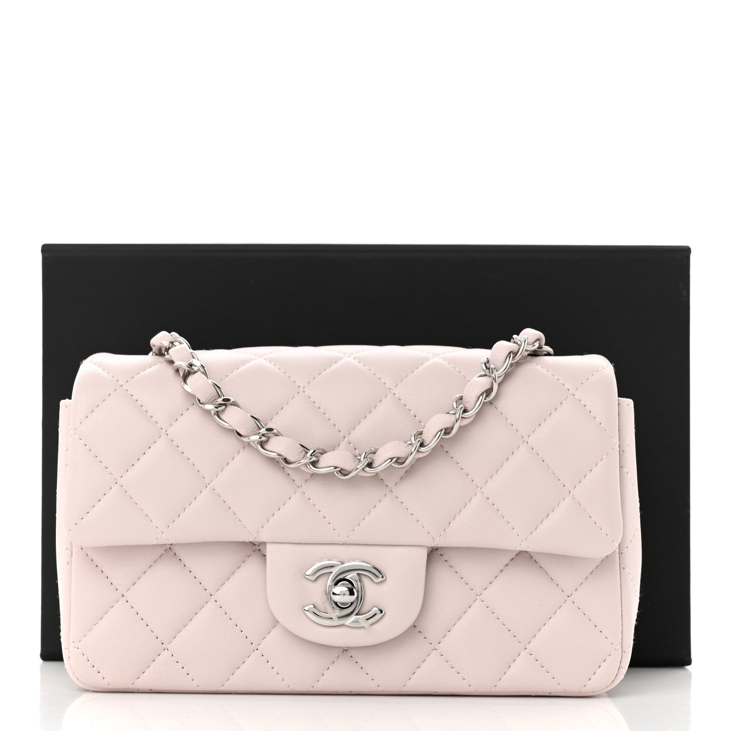 Chanel Lambskin Quilted Mini Rectangular Flap Light Purple 11 of 11