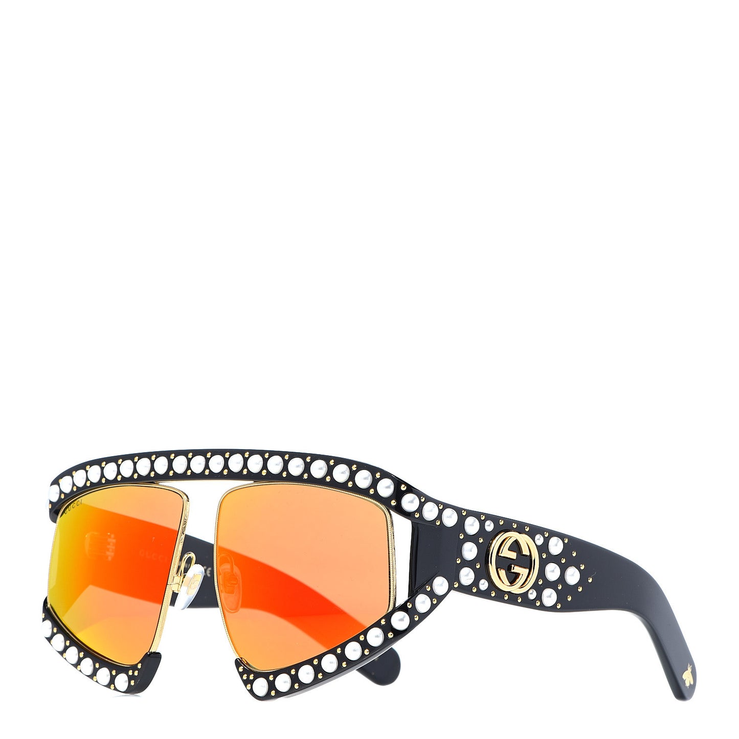 Acetate Pearl Rectangular Frame Sunglasses GG0234S Black Orange