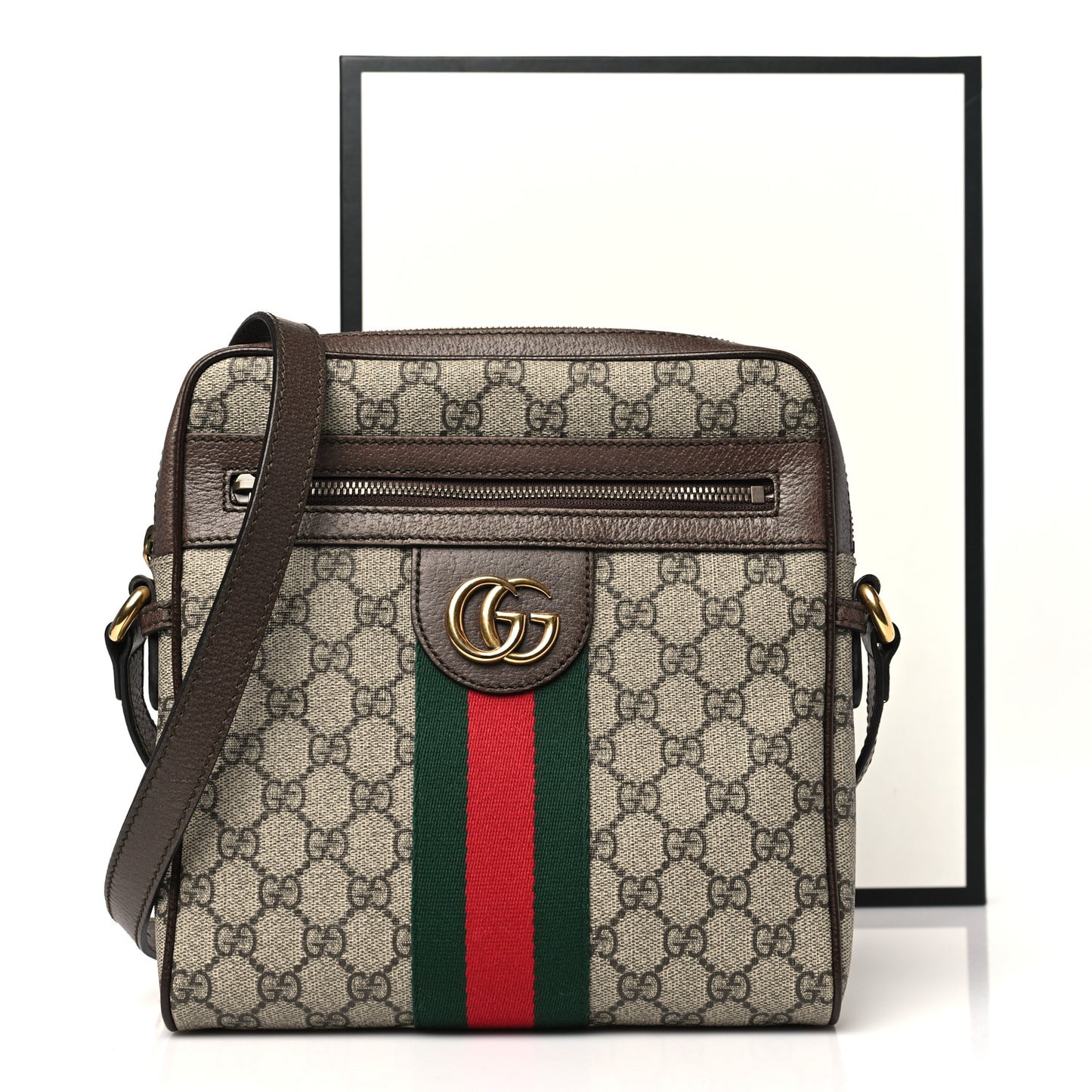 GG Supreme Monogram Web Small Ophidia Messenger Bag Brown