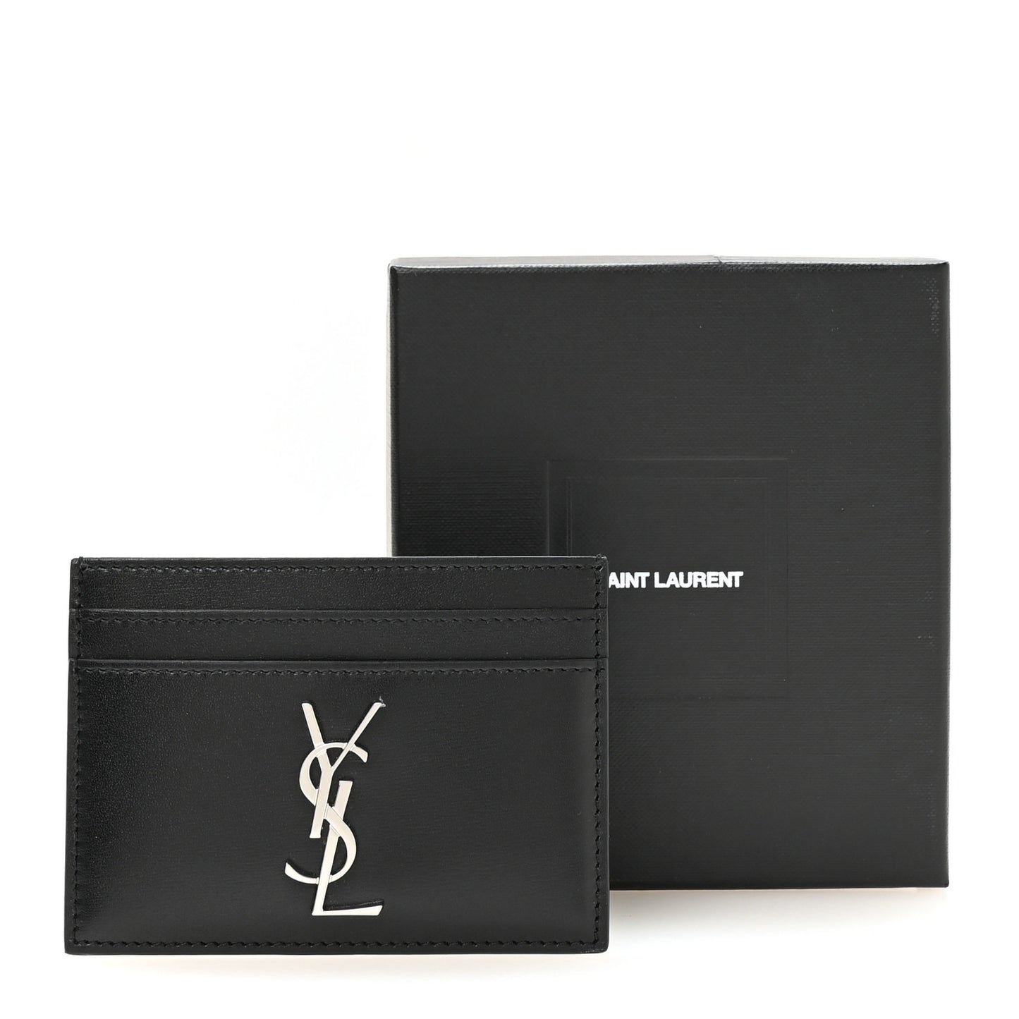 Calfskin Monogram Credit Card Case Black