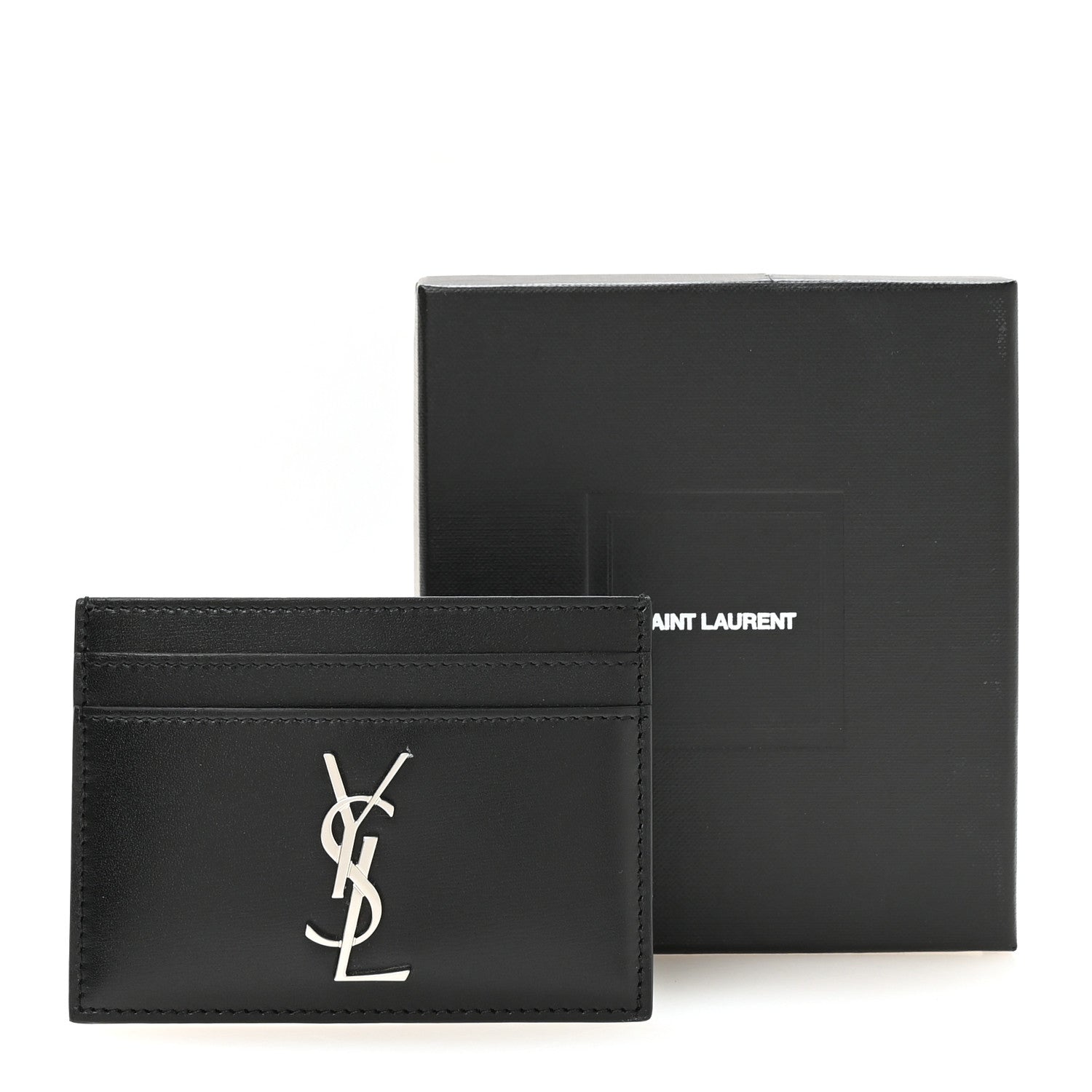 Saint Laurent Calfskin Monogram Credit Card Case Black 8 of 8