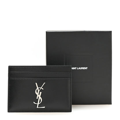 Saint Laurent Calfskin Monogram Credit Card Case Black 8 of 8