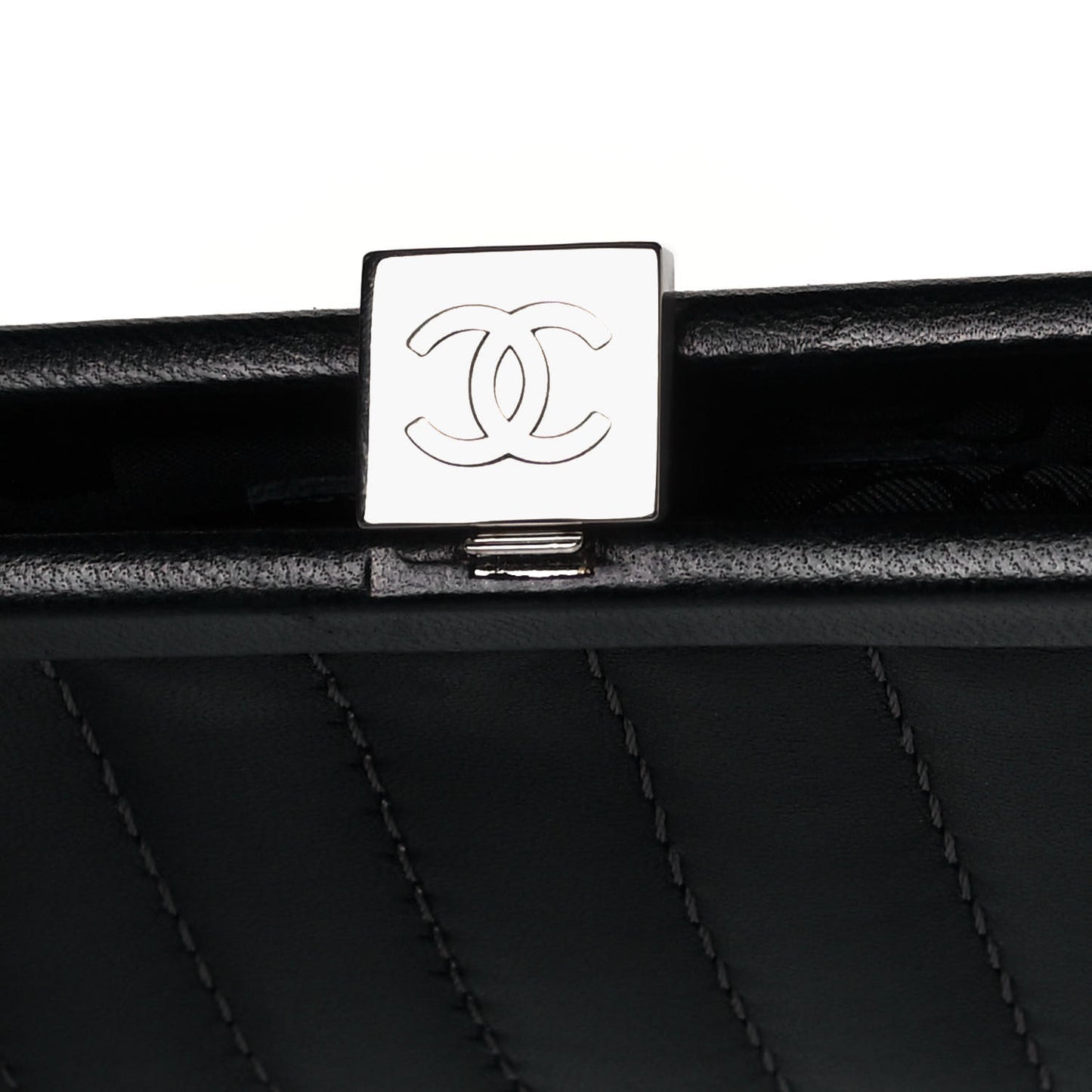 Lambskin Vertical Quilted Mademoiselle Clutch Black