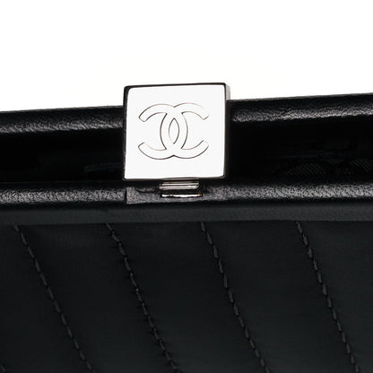 Chanel Lambskin Vertical Quilted Mademoiselle Clutch Black 8 of 10