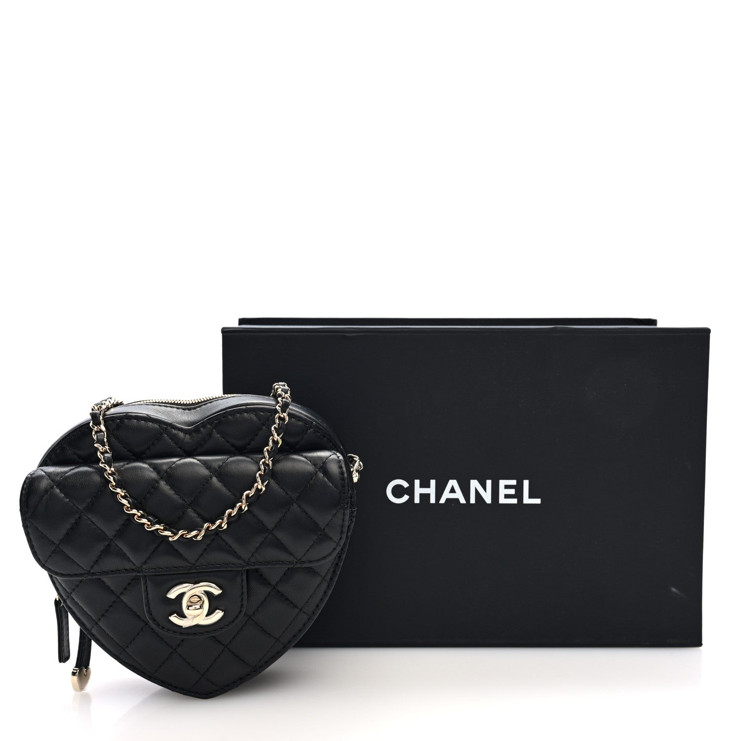 Chanel Lambskin Quilted CC In Love Heart Bag Black 10 of 10