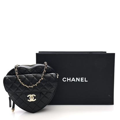 Chanel Lambskin Quilted CC In Love Heart Bag Black 10 of 10