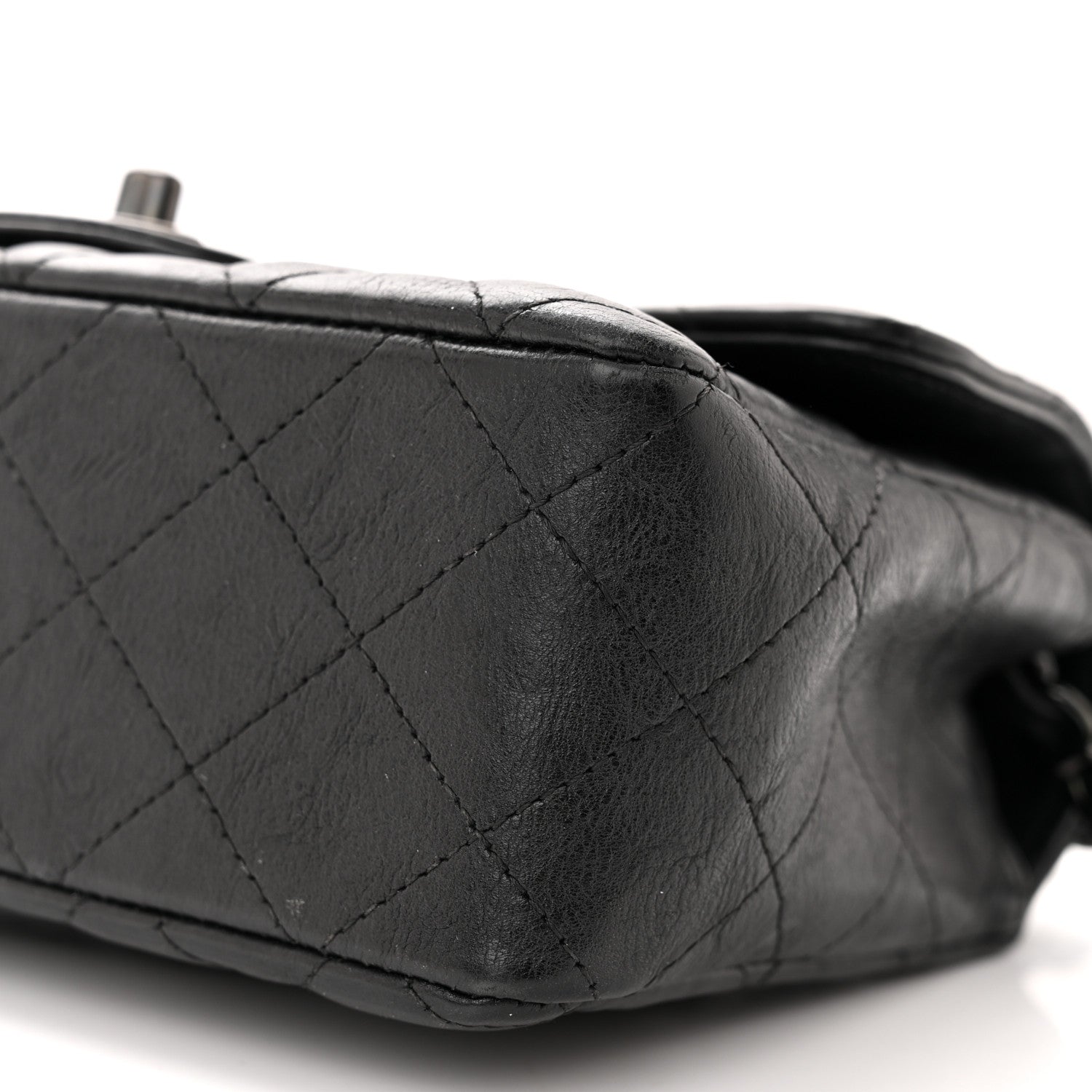 Chanel Crumpled Calfskin Quilted Mini Rectangular Flap So Black 10 of 11