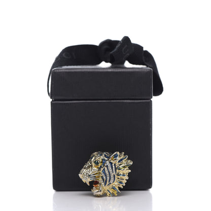 Gucci Metal Crystal Lion Head Ring 6 Aged Gold Multicolor 6 of 6