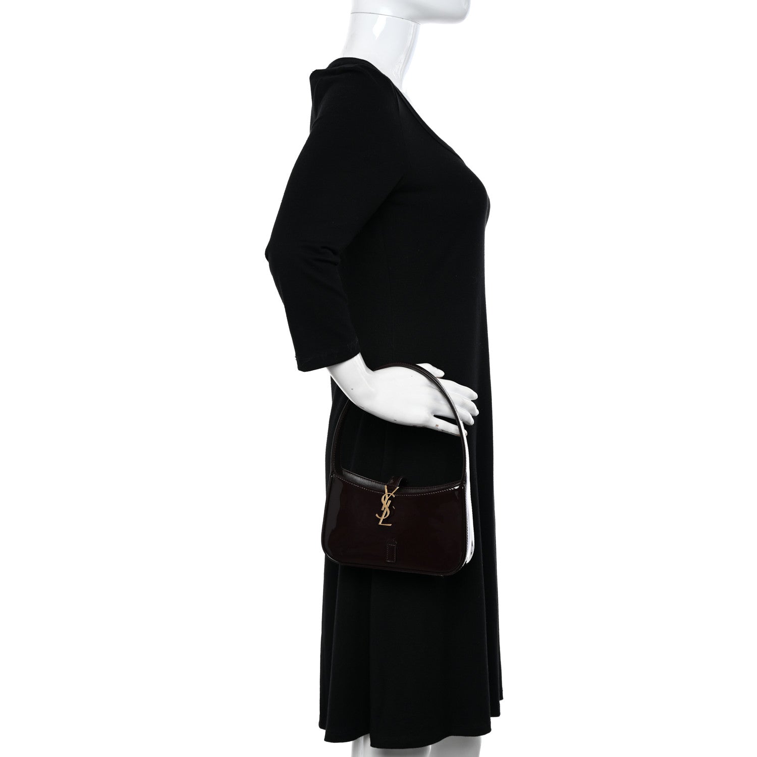 Saint Laurent Patent Calfskin Le 5 A 7 Mini Hobo Spicy Chocolate 2 of 10