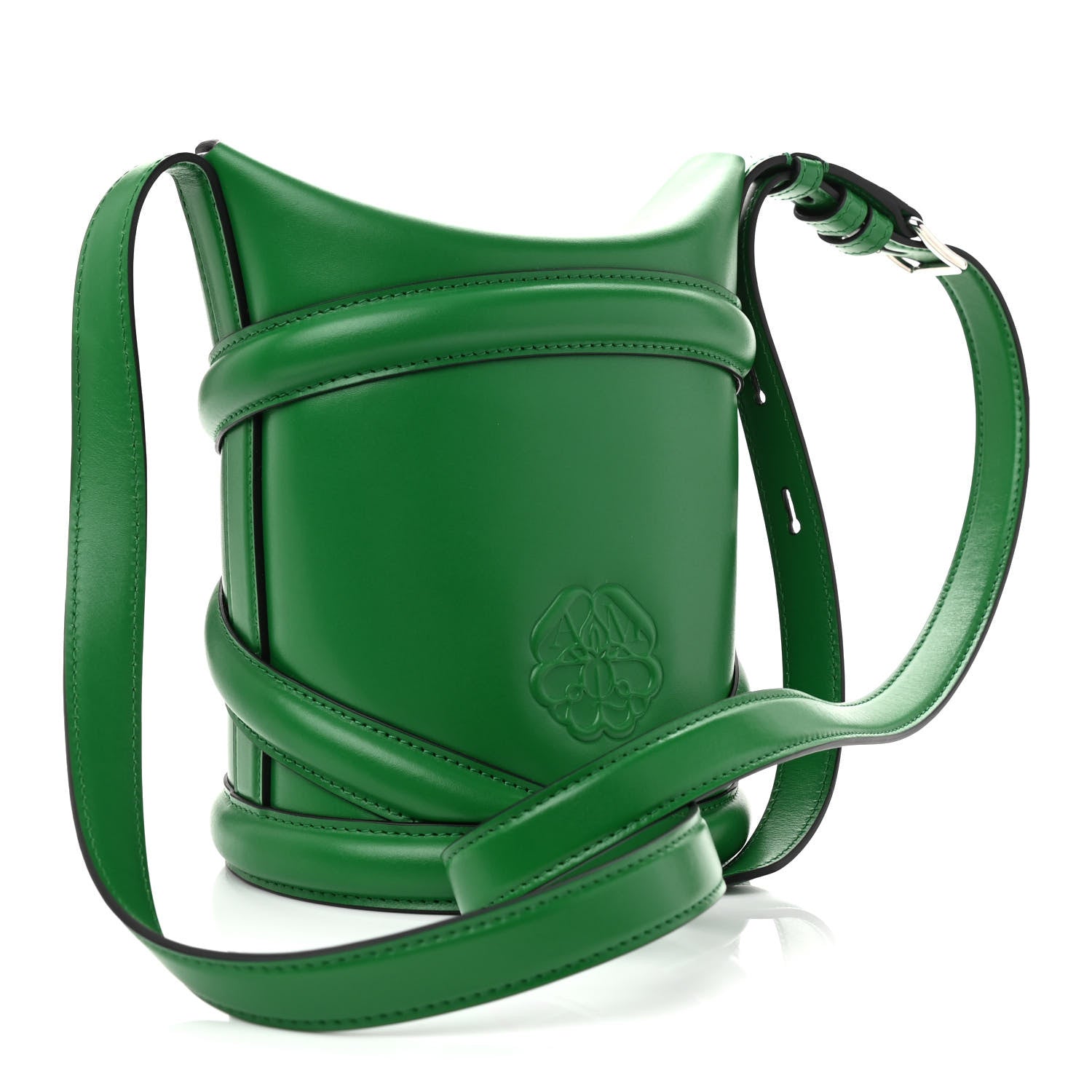 Alexander McQueen Calfskin Mini Curve Bucket Bag Green 3 of 7