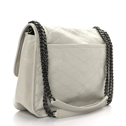Saint Laurent Crinkled Calfskin Matelasse Monogram Medium Niki Chain Satchel Crema Soft 3 of 10