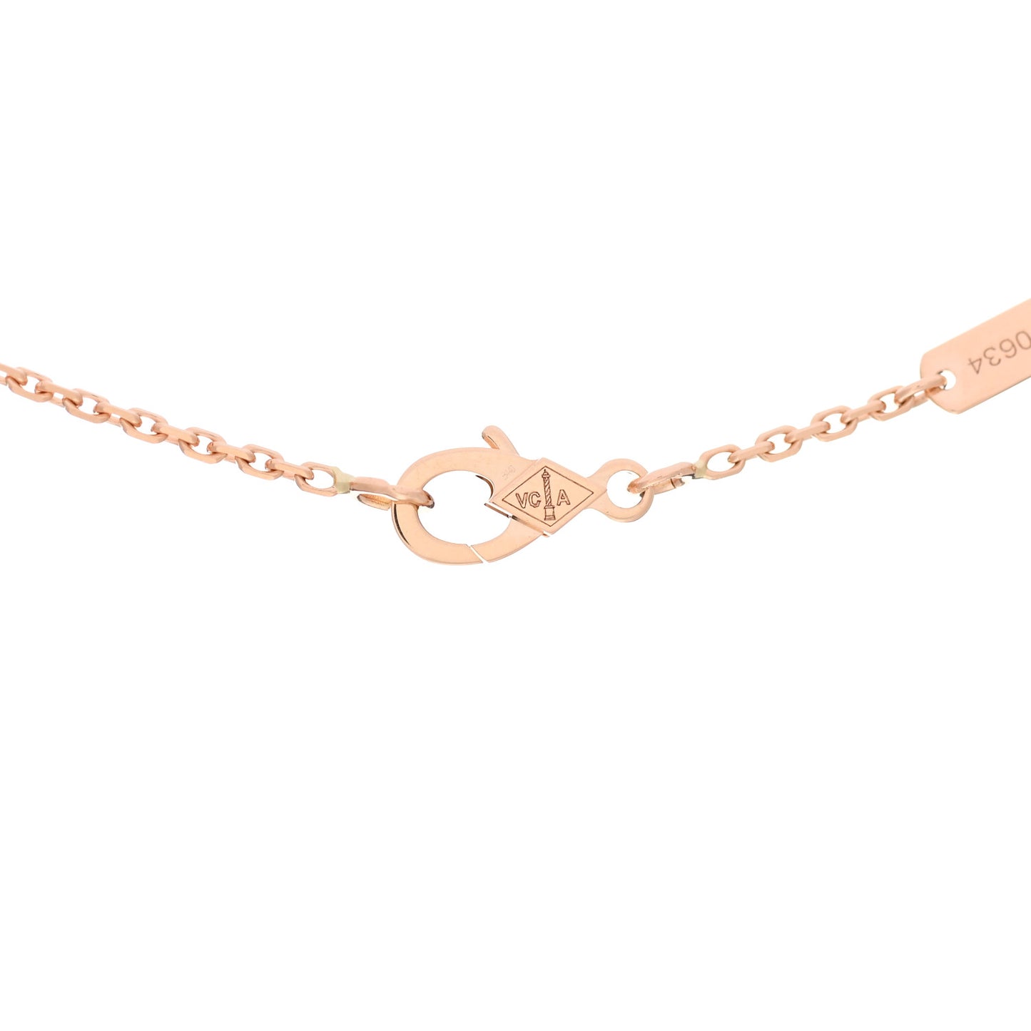 18K Rose Gold Diamond Vintage Alhambra Pendant Necklace