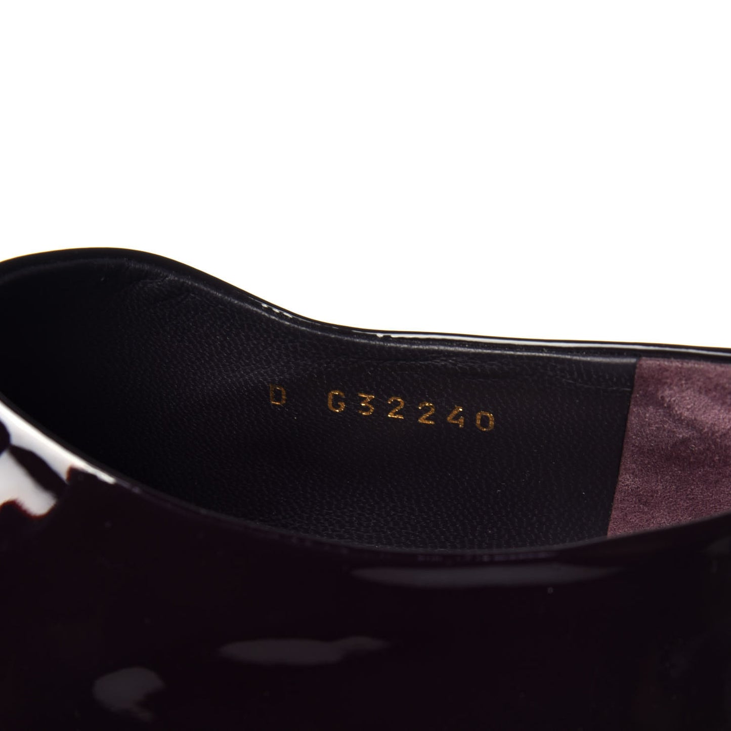 Patent Calfskin Pearl CC Lace Up Oxfords 39.5 Burgundy Black