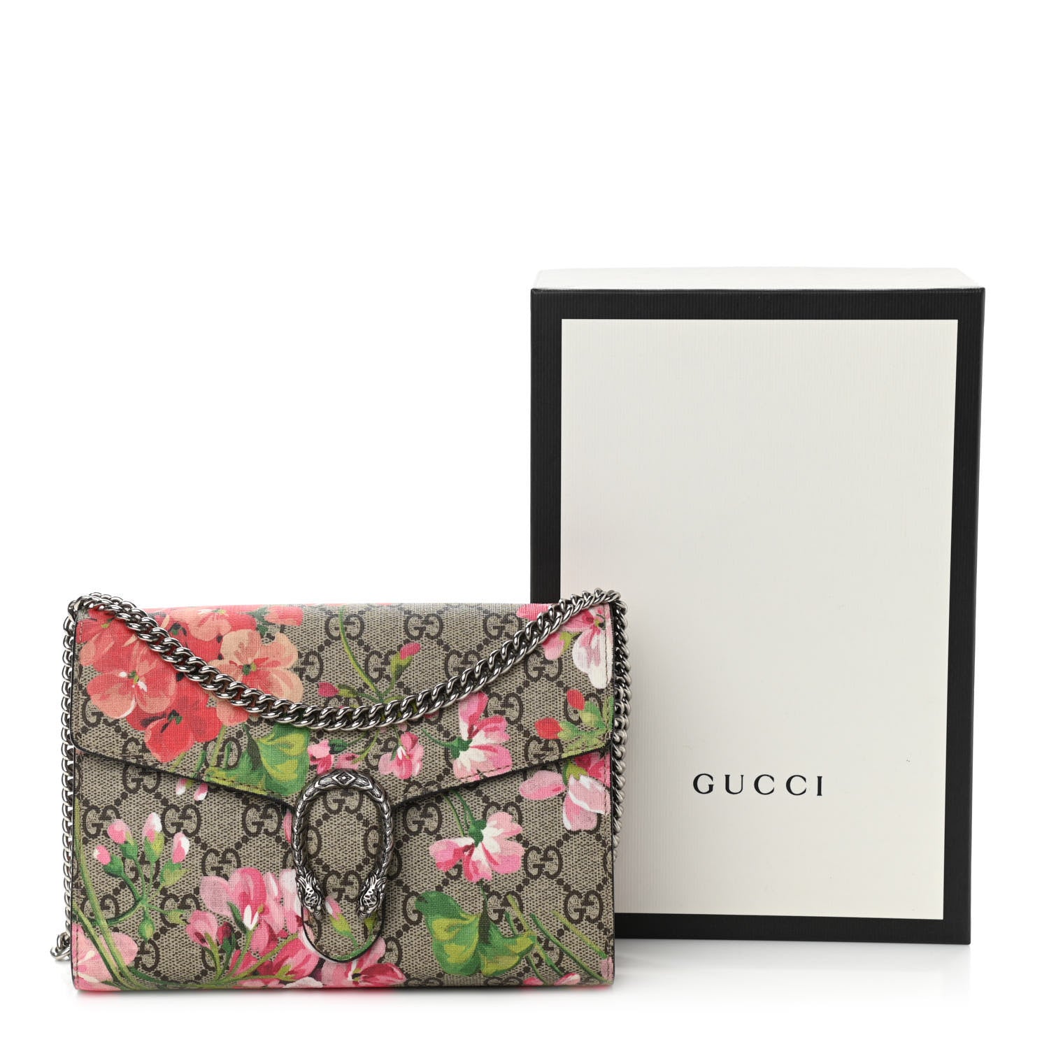 Gucci GG Supreme Monogram Blooms Mini Dionysus Chain Wallet Beige Multicolor Dry Rose 12 of 12