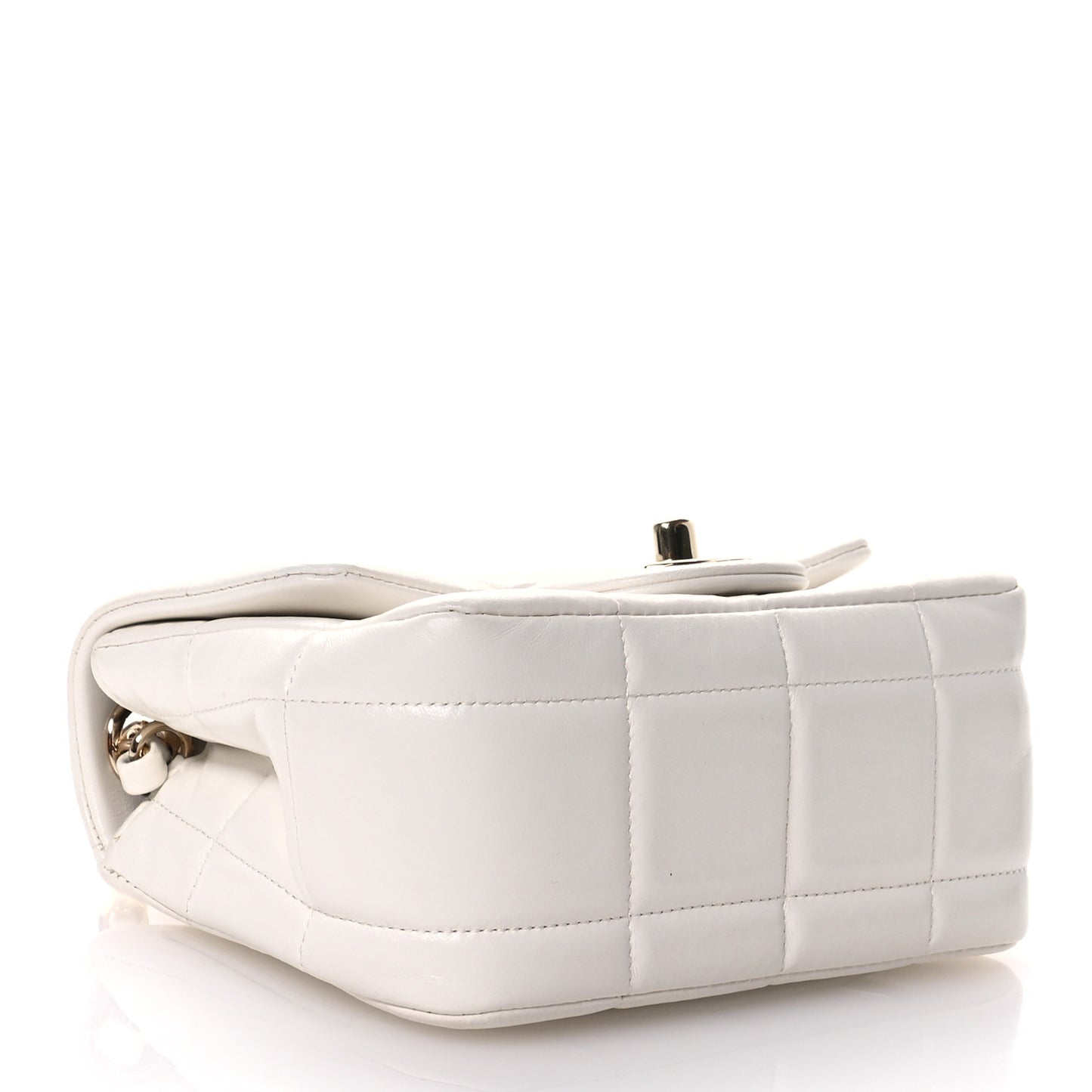 Lambskin Resin Crystal Square Quilted Monacoco Mini Square Flap White